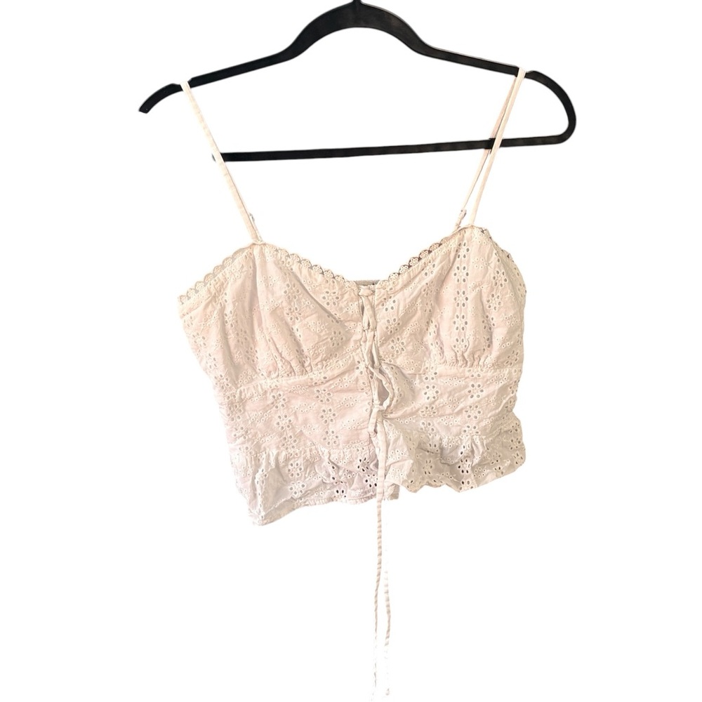 Wild Fable White Smocked Lace Top